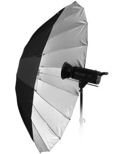 Fotodiox Pro 60in Parabolic Silver Reflective Umbrella - 16-Rib Black/Silver Photographic Umbrella
