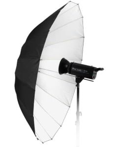 Fotodiox Pro 60in Parabolic White Reflective Umbrella - 16-Rib Black/White Photographic Umbrella